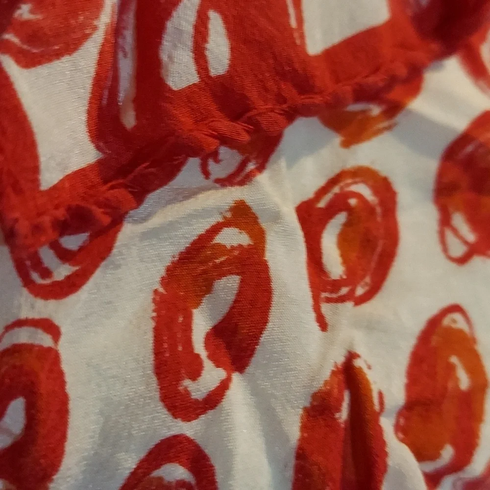Vintage Mario Valentino Silk Oblong Scarf Red Cream Abstract Pattern